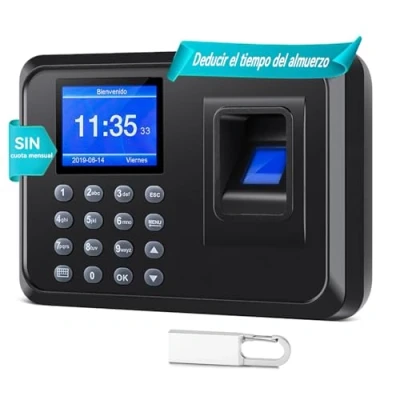 Imagen de Mokhike Control Horario Empleados, Reloj de Fichar, Maquina Fichaje Empleados con Sistema Española LCD Memoria 8GB, Capacidad 1000 Huellas fichar (No se Requiere Internet)