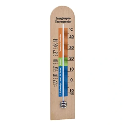 Imagen de TFA Dostmann 12.1055.05 Termómetro de ahorro energía para interiores con puntas energía, rango comodidad, control temperatura, haya