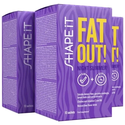 Imagen de Fat Out! Night Slimmer Garcinia Cambogia, Colina, Melisa, Algarrobo, Achicoria, Vitamina C y B6 30 Sobres para Días de Sensilab