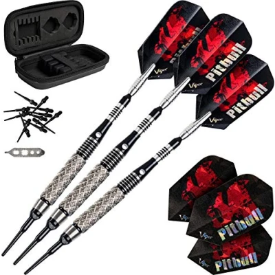 Imagen de Viper Pitbull 90% tungsteno Dardos de Punta Blanda con Almacenamiento/Estuche Viaje, 18 Gramos, Multi Colored