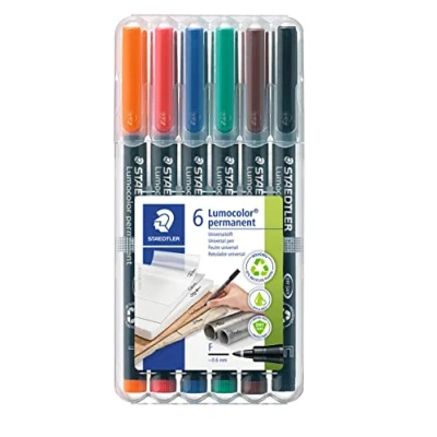 Imagen de Staedtler 318 WP6. Rotuladores de punta fina Lumocolor. Estuche con 6 colores.