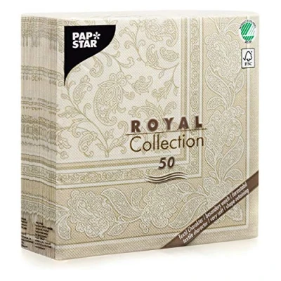 Imagen de PAPSTAR Servietten Royal 1/4 Falz 40x40cm Champag. Ornaments