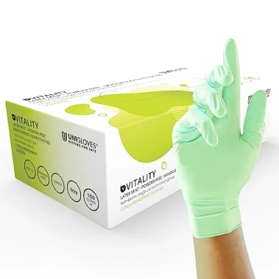Imagen de Unigloves GD0013 Green Llano E Guantes de látex sin polvo, medianos, verdes (paquete 100)