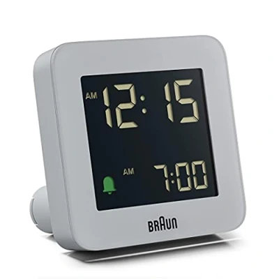 Imagen de Braun Reloj Despertador Digital botón de repetición, Pantalla LCD Negativa, Ajuste rápido, Alarma en Crescendo, Color Gris, Modelo BC09G.