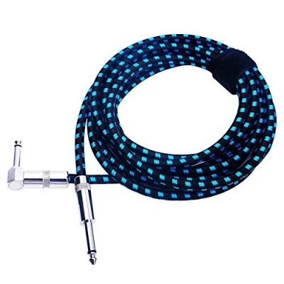 Imagen de Rayzm Cable de la Guitarra 3 Metros Silencioso Guitarra/Bajo y Acordes, 1/4&quot; (6.35mm) en ángulo Trenzado Conector Macho Mono TS, el Es una Mezcla Lana Tejida