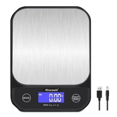 Imagen de Rhorawill báscula de café, cocina digital USB, carga 5 kg/0.1 g, alta precisión, escala apagado automático, indicador LED