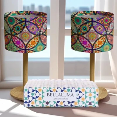 Imagen de LAMPARAS de Mesita Noche Lampara Lamparitas Mesa Candeeiro Cabeceira Dormitorio Sobremesa Salon (Geometric Style, 2 unidades)
