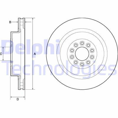 Imagen de DELPHI BG9182C Disco de freno 365 32 5 ventilado revestido altamente carbonizado sin cojinete rueda, anillo sensor ABS JAGUAR: S Type, XJ Berlina