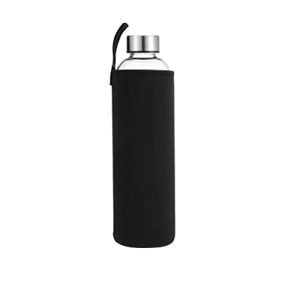 Imagen de Botella Agua Cristal 1 Litro sin Bpa de Claro Borosilicato Vidrio con Neopreno Funda Reutilizable y Durable