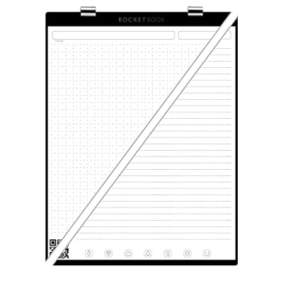 Imagen de ROCKETBOOK Orbit Paquete de páginas letras Bloc legal reutilizable inteligente cuadrícula puntos y líneas, color blanco