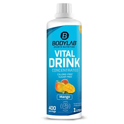 Imagen de Bodylab24 Vital Drink Concentrated Mango 1000ml, bebida concentrada sin azúcar, jarabe zero, con vitaminas y l carnitina, deportiva pocas calorías
