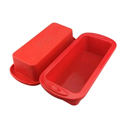 Imagen de SILIVO Moldes Silicona Reposteria, 2Pcs Molde Bizcocho Rectangular, Antiadherente Pan Para Hornear Pan, Pasteles, Tostadas(22x9x6cm)