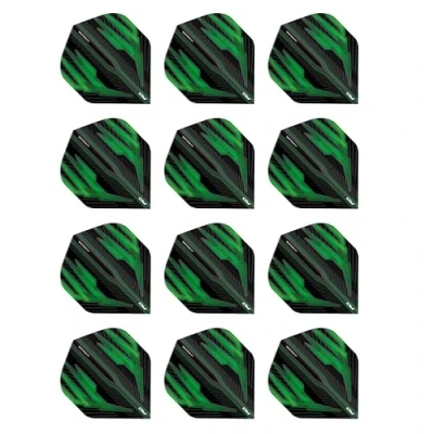 Imagen de RED DRAGON Hardcore Radical Negro y Verde Plumas de Dardos Estándar Extra Gruesos 4 Juegos por Paquete (12 vuelos en Total)