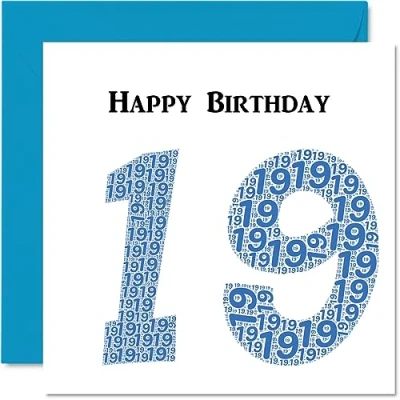 Imagen de Divertidas tarjetas de cumpleaños número 19 para hombres, Shapecloud Tarjeta feliz hijo, hija, hermano, hermana, nieto, nieta, sobrina, sobrino, primo, felicitación