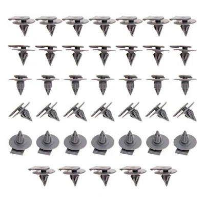 Imagen de bowarepro 40 clips de ajuste arco rueda para coche, retenedor pin empuje compatible con R50 R52 R53 R55 R56 exterior plástico gris