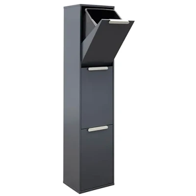 Imagen de Arregui Ecoclas CR304 E Cubo de Basura y Reciclaje Acero 3 Compartimentos 3x17L (51L) Cubos Cocina Contenedores para Casa u Oficina antracita