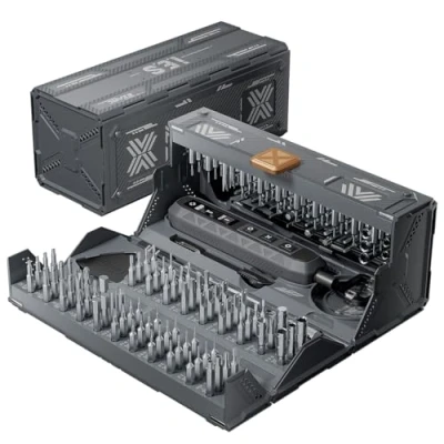 Imagen de EZARC Destornillador eléctrico, juego de destornilladores 181 en 1, 162 puntas magnéticas CR V, par torsión 3 marchas, mini recargables para teléfono móvil, reloj,