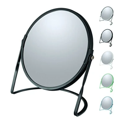 Imagen de Spirella colección Akira, Espejo de pie para tocador o baño 18,4x10,5x18,4 (Reversible: 100% y x5 aumentos), Acero, Negro
