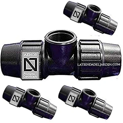Imagen de Suinga 4 x TE HEMBRA POLIETILENO 25MM 3/4&quot;. Producto con certificado AENOR utilizado en tuberías PE 25 mm para uso fontanería, riego y obras.