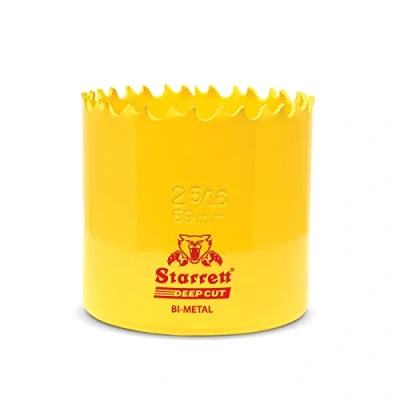 Imagen de Starrett Sierra perforadora de corte profundo DCH0256 bimetálica resistente con dientes extra cobalto HSS para metales, madera, hierro fundido, fibra vidrio, materiales plásticos 59 mm