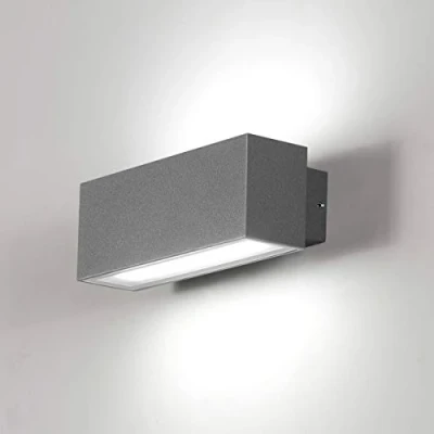 Imagen de Dr.lazy Apliques de Pared Exterior LED 12W Lámpara Impermeable IP65 Luz Aluminio Iluminación para Balcón, Jardín, Porche, Camino, Patio (Gris/Blanco Frío)