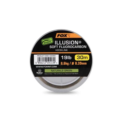 Imagen de Fox Edges Illusion Soft Fluorocarbon Hooklink Naturals Green 0.39mm (8.6kg) 30m Material para bajos de línea carpfishing