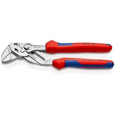 Imagen de Knipex Tenaza llave alicate y en una sola herramienta cromado, con fundas multicomponentes 180 mm (cartulina autoservicio/blíster) 86 05 SB