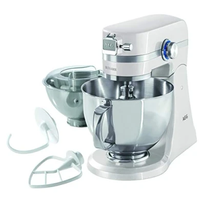 Imagen de AEG KM4100 Robot de Cocina UltraMix Amasadora y Batidora con Bol 1000W, 10 Velocidades, 2 Boles (2,9L 4,8L), Apta para Lavavajillas, Iluminación LED, Múltiples Varillas, Color Blanco Roto