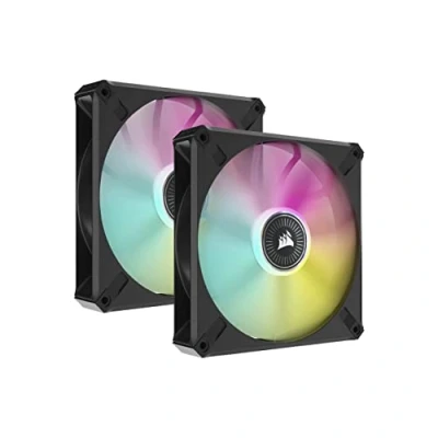 Imagen de Corsair iCUE ML140 RGB ELITE, 140 mm Ventilador PWM de Levitación Magnética con Lighting Node CORE (Tecnología AirGuide, Funciona a Velocidades 1.600 RPM) Paquete 2 Unidades, Blanco