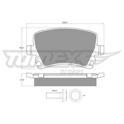 Imagen de TOMEX brakes TX 13 95 Juego de pastillas freno Eje trasero VOLKSWAGEN: GOLF 5, 6, Scirocco III, SEAT: Leon II Hatchback, III Hatchback