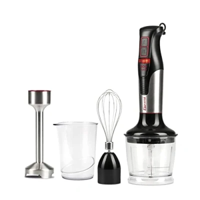 Imagen de Girmi MX39 Set Batidora de mano inmersión 3 en 1, 2 velocidades, Cuchillas Acero Inoxidable, Agarre ergonómico, 800 W, Negro