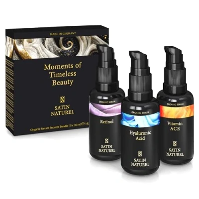 Imagen de Regalo Navidad Mujer de Belleza Regalos Originales para Serum Vitamina C + Retinol puro la Cara Acido Hialuronico 3x30ml, Satin Naturel