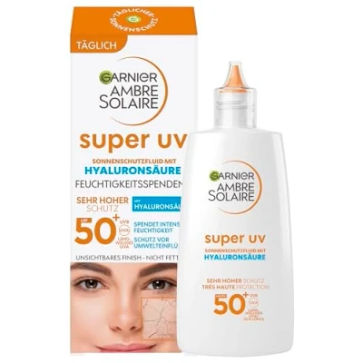 Imagen de Garnier Antioxidante Super UV Protección solar Fluid SPF 50+ Crema ligera y no grasa con ácido hialurónico Ambre Solaire 40ml