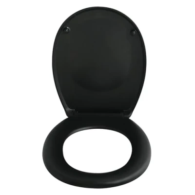 Imagen de spirella Tapa de inodoro ovalada alta calidad con acabado mate y cierre lento lento, antibacteriana, duroplast acero inoxidable, color negro