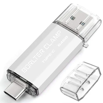 Imagen de 64GB Memoria USB de Tipo C, Unidad Flash 3.0 Doble Puerto, C OTG Memory Stick Pendrive para Smartphones, Tabletas y Computadoras (Plata)