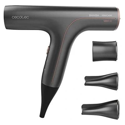 Imagen de Cecotec Secador de pelo Bamba Ionicare 6000 RockStar Soft. Bajo consumo, 1200W, Motor digital con iones reales, Extreme Protect, Función autolimpieza, Silencioso, Incluye 3 boquillas Gris