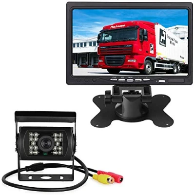 Imagen de Camara Trasera de Coche,18LEDs IR Visión Nocturna Impermeable Vista Cámara con 10M Video Cable + 12V 24V 7&quot; TFT LCD HD Pantalla a Color para RV/Autobús/Camión/Remolque