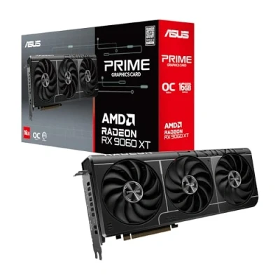 Imagen de ASUS Prime Radeon RX 9060 XT 16 GB GDDR6 OC Edition, Tarjeta gráfica, PCIe 5.0, HDMI/DP 2.1, diseño de 2.5 Ranuras, Ventiladores Axial Tech, rodamientos Doble Bola, BIOS, GPU Guard
