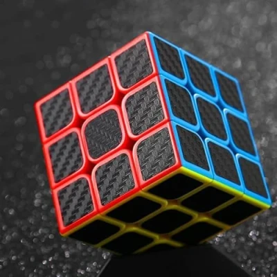 Imagen de Cubo Mágico Fibra de Carbono Suave Magia Rompecabezas 3D Cube Sticker Antideslizante con Giro más rápido, fácil y Suave, 3D, Principiantes Profesionales(3X3)