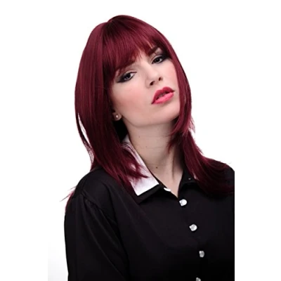 Imagen de WIG ME UP peluca de mujer pelo al hombro rojo granate liso con flequillo aprox. 50 cm 3003 39