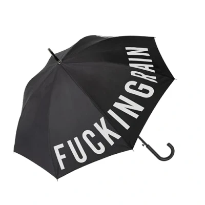 Imagen de Fisura Paraguas grande. juvenil. automático con botón. resistente estampado. 106 centímetros de diámetro. (F*cking rain, negro)