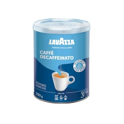 Imagen de café molido Lavazza DEK en lata con sabor suave y descafeinado de 250g