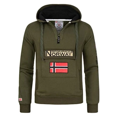 Imagen de Geographical Norway GYMCLASS Men Sudadera Capucha Bolsillos Hombre Chaqueta Casual Hombres Abrigo Camisetas Camisa Manga Larga Hoodie Deportiva Regular Fitness Jacket Tops (Caqui XXL)