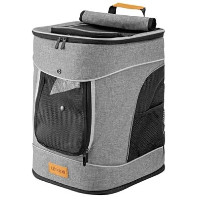 Imagen de Cadoca Mochila de tranporte Gris para Mascotas con Correa y cinturón máx 12Kg anatómico Acolchado