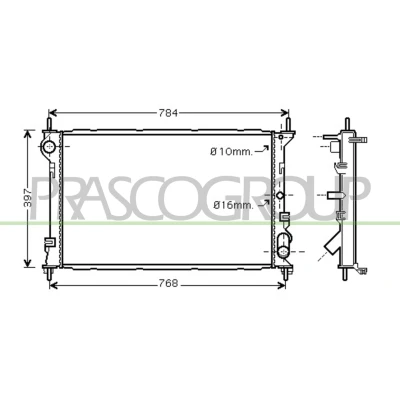 Imagen de PRASCO FD930R003 Radiador, refrigeración del motor Aluminio 701mm 396mm 34mm Aletas unidas mecánicamente FORD: Tourneo Connect Mk1