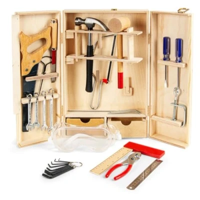 Imagen de leomark Taller de Carpintero Conjunto en la Caja Madera / 30 Piezas, con Herramientas, Dim: 50 x 5 39,5 cm, para niños a Partir 8 años
