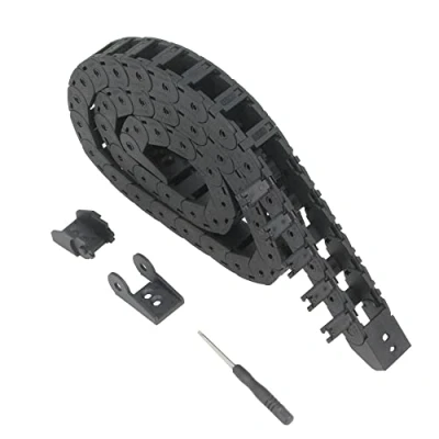 Imagen de Zeberoxyz Cadena de arrastre 15x15mm, longitud 1metro, tipo abierto, cable plástico negro, R18 con 1kit conectores finales para impresora 3D y máquinas CNC (15mmx15mm, abierto exterior)