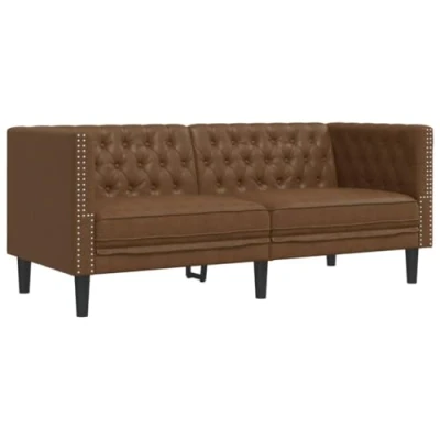 Imagen de vidaXL sofá Chesterfield de 2 plazas Piel Ante sintético marrón, sofá, Dos plazas, Asientos salón, sofás, tapizado