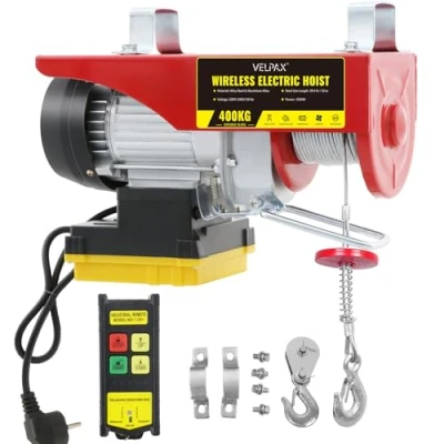 Imagen de Polipasto Eléctrico, Capacidad de Elevación 400 kg, Torno Cable 12 m, Elevador Electrico 850 W, Velocidad 10 m/min, con Mando a Distancia por Radio