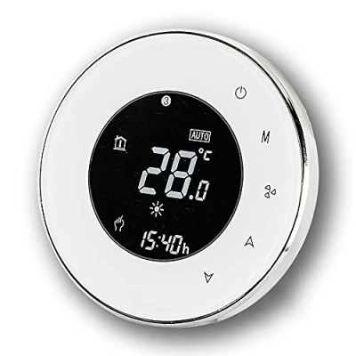 Imagen de BecaSmart Series 6000 Termostato Inteligente Wi Fi Redondo para 3A Calentamiento de Caldera, Pantalla táctil LCD, Control programación,Apoyar la Voz Alexa(Calentamiento Blanco)